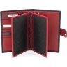 Черно-красное кожаное портмоне с разворотом под паспорт KARYA (55862) - 2