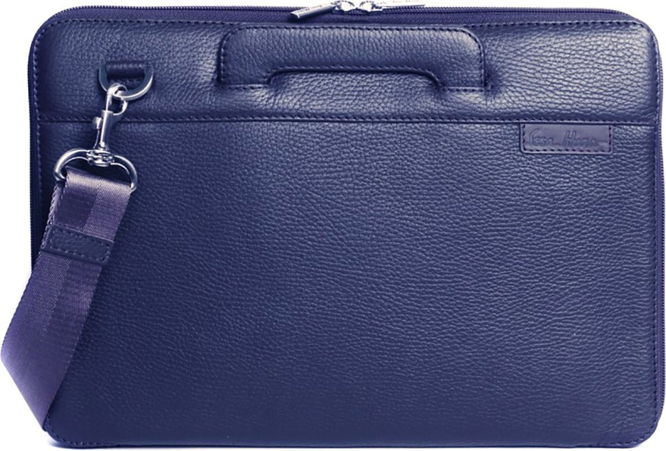 Кожаная сумка для ноутбука в синем окрасе MacBook 13 Issa Hara (21156)