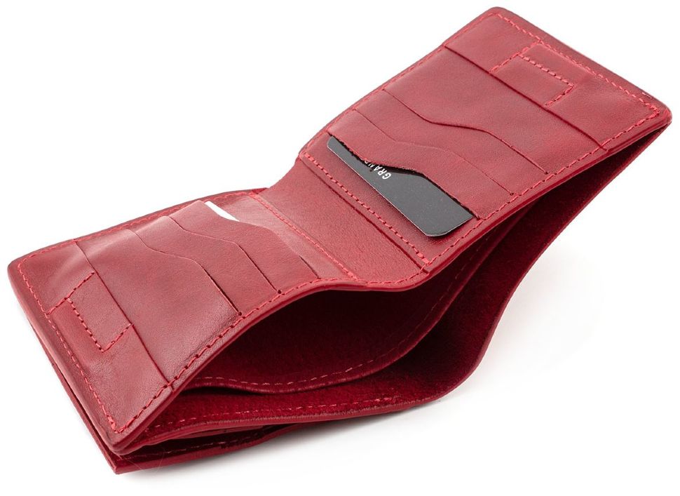 Красный кожаный кошелек ручной работы Grande Pelle (13021)