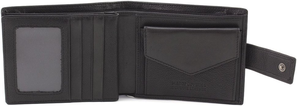 Горизонтальное мужское портмоне черного цвета под карточки и документы Marco Coverna 68662