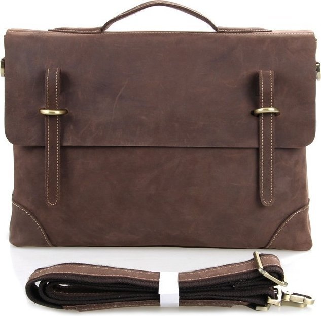 Качественный мужской портфель коричневого цвета в винтажном стиле VINTAGE STYLE (14441)