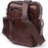 Мужская сумка-барсетка темно-коричневого цвета из натуральной кожи на два отдела Vintage (20829) - 1