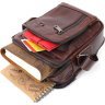 Мужская сумка-барсетка темно-коричневого цвета из натуральной кожи на два отдела Vintage (20829) - 6