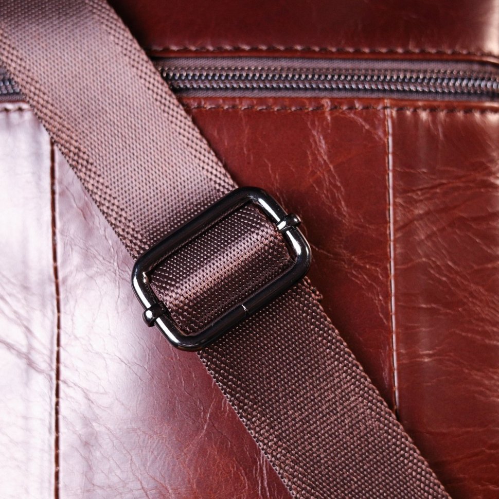 Мужская сумка-барсетка темно-коричневого цвета из натуральной кожи на два отдела Vintage (20829)