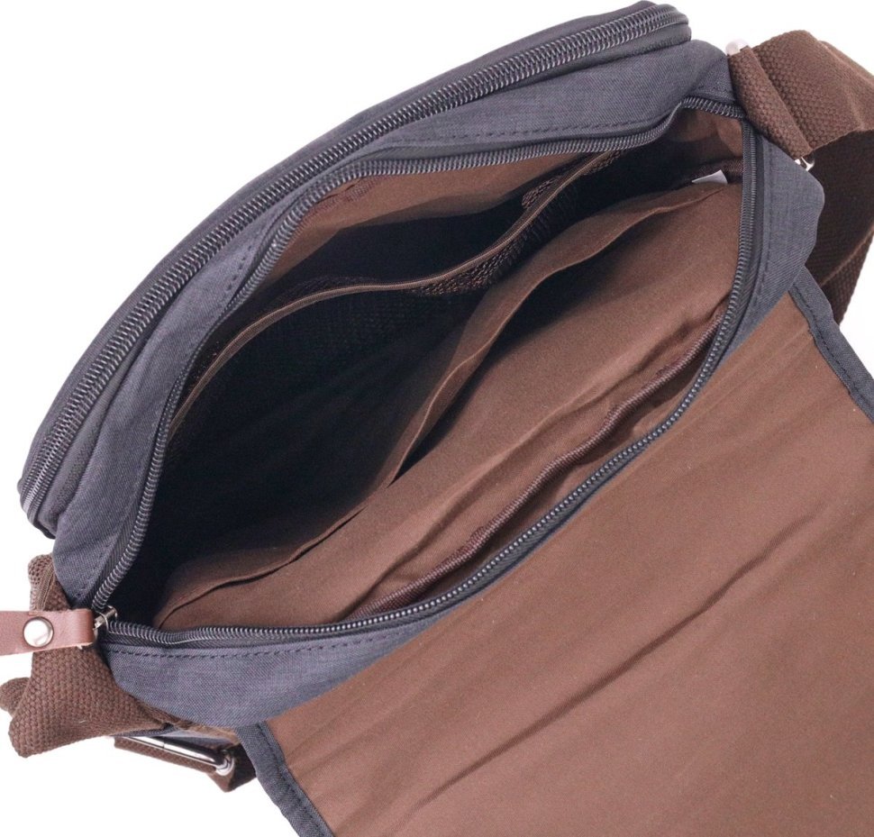 Вертикальная мужская сумка-барсетка из черного текстиля Vintage (2421261) 