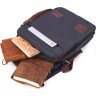 Вертикальная мужская сумка-барсетка из черного текстиля Vintage (2421261)  - 7