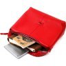 Вместительная кожаная женская сумка красного цвета на две молнии KARYA (2420849) - 9