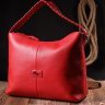 Вместительная кожаная женская сумка красного цвета на две молнии KARYA (2420849) - 10