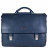 Кожаный стильный портфель из мягкой кожи синего цвета - DESISAN (11598) - 1
