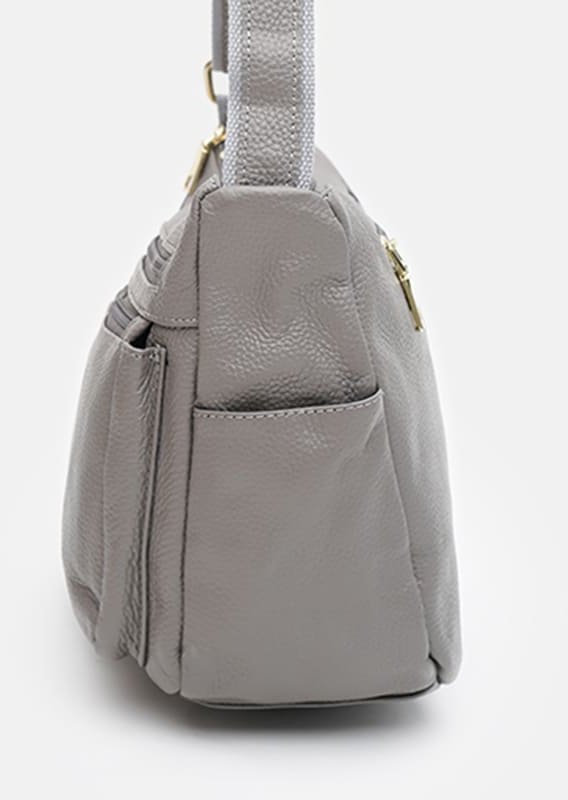 Женская кожаная сумка серого цвета с одной лямкой Keizer (22053)