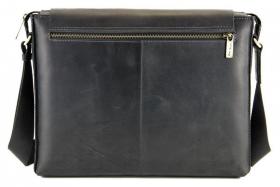 Вместительная горизонтальная сумка из натуральной кожи черного цвета Tom Stone (12178) - 2