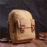 Текстильная мужская сумка-рюкзак песочного цвета в стиле милитари Vintage 2422166 - 7