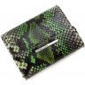Черно-зеленый женский кошелек из натуральной кожи под змею KARYA (19544) - 3