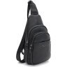 Мужской кожаный рюкзак-слинг среднего размера в черном цвете через плечо Keizer (59163) - 1