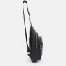 Мужской кожаный рюкзак-слинг среднего размера в черном цвете через плечо Keizer (59163) - 4