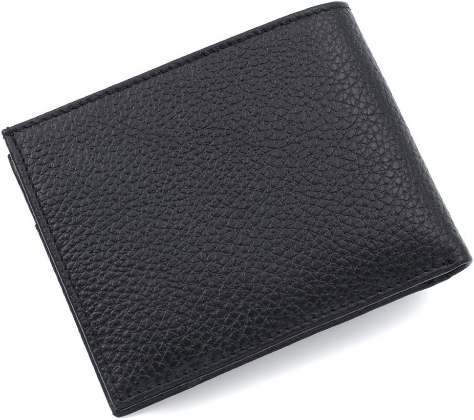 Черное мужское портмоне из натуральной кожи турецкого производства без застежки KARYA 69763
