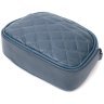 Женская стеганая сумка из натуральной кожи синего цвета с длинным ремешком Vintage 2422327 - 3