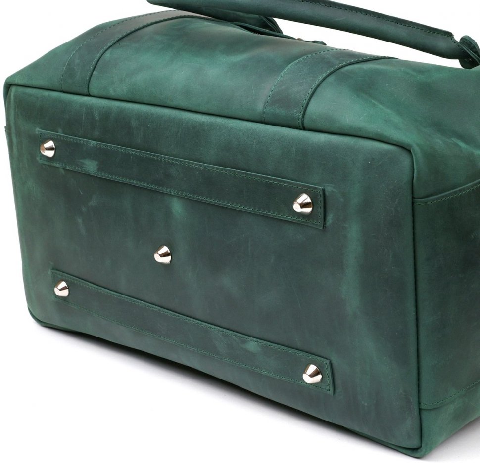 Зеленая дорожная сумка из натуральной высококачественной кожи SHVIGEL (11128)