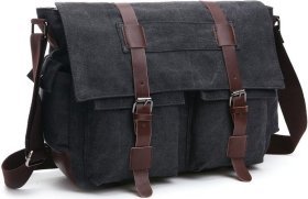 Простора сумка на плече з текстилю в чорному кольорі Vintage (20076)