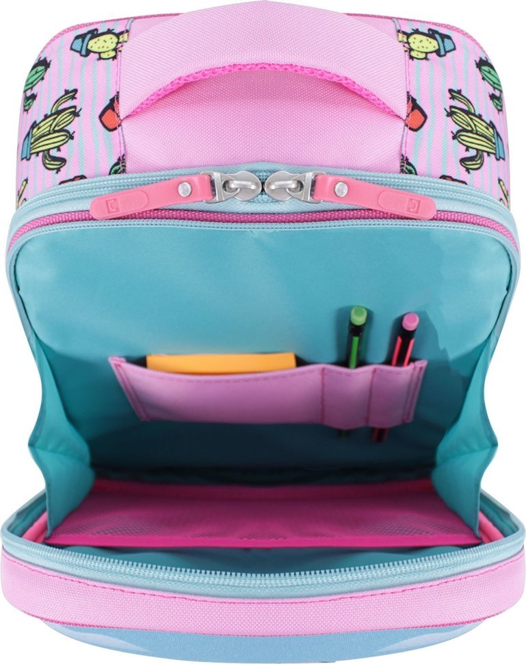 Школьный текстильный рюкзак розового цвета с рисунком ламы Bagland (55364)