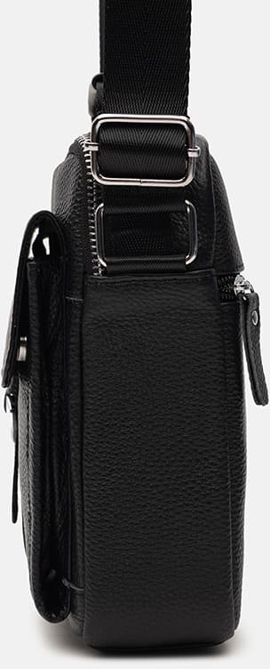Мужская черная кожаная сумка-барсетка на молнии Keizer (21340)