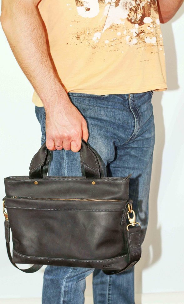 Деловая мужская сумка из кожи Крейзи с ручками и плечевым ремнем VATTO (11905)