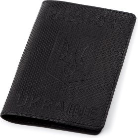 Черная кожаная обложка на паспорт с гербом Shvigel (2413931)