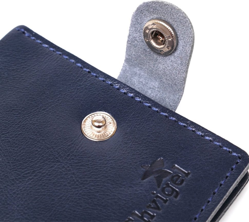 Синее мужское портмоне из гладкой кожи без монетницы Shvigel (2416465)