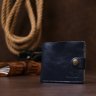 Синее мужское портмоне из гладкой кожи без монетницы Shvigel (2416465) - 6