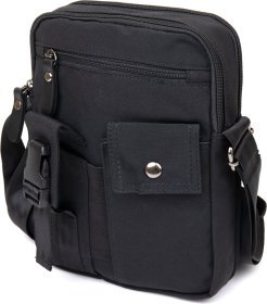 Универсальная текстильная мужская черная сумка на два отделения Vintage (20660)