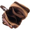 Текстильный мужской рюкзак-слинг коричневого цвета с уплотненной спинкой Vintage 2422167 - 4