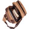 Текстильный мужской рюкзак-слинг коричневого цвета с уплотненной спинкой Vintage 2422167 - 5