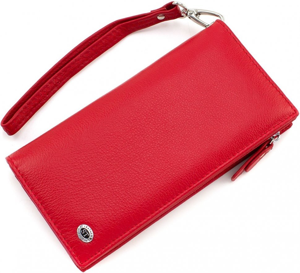 Красный женский кошелек большого размера с автономным отделом под карты ST Leather (15382)
