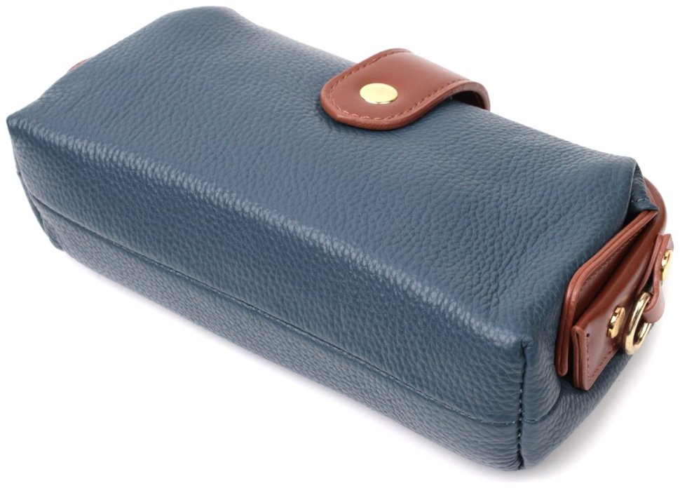 Синяя женская сумка-клатч горизонтальногого типа из натуральной кожи Vintage 2422428