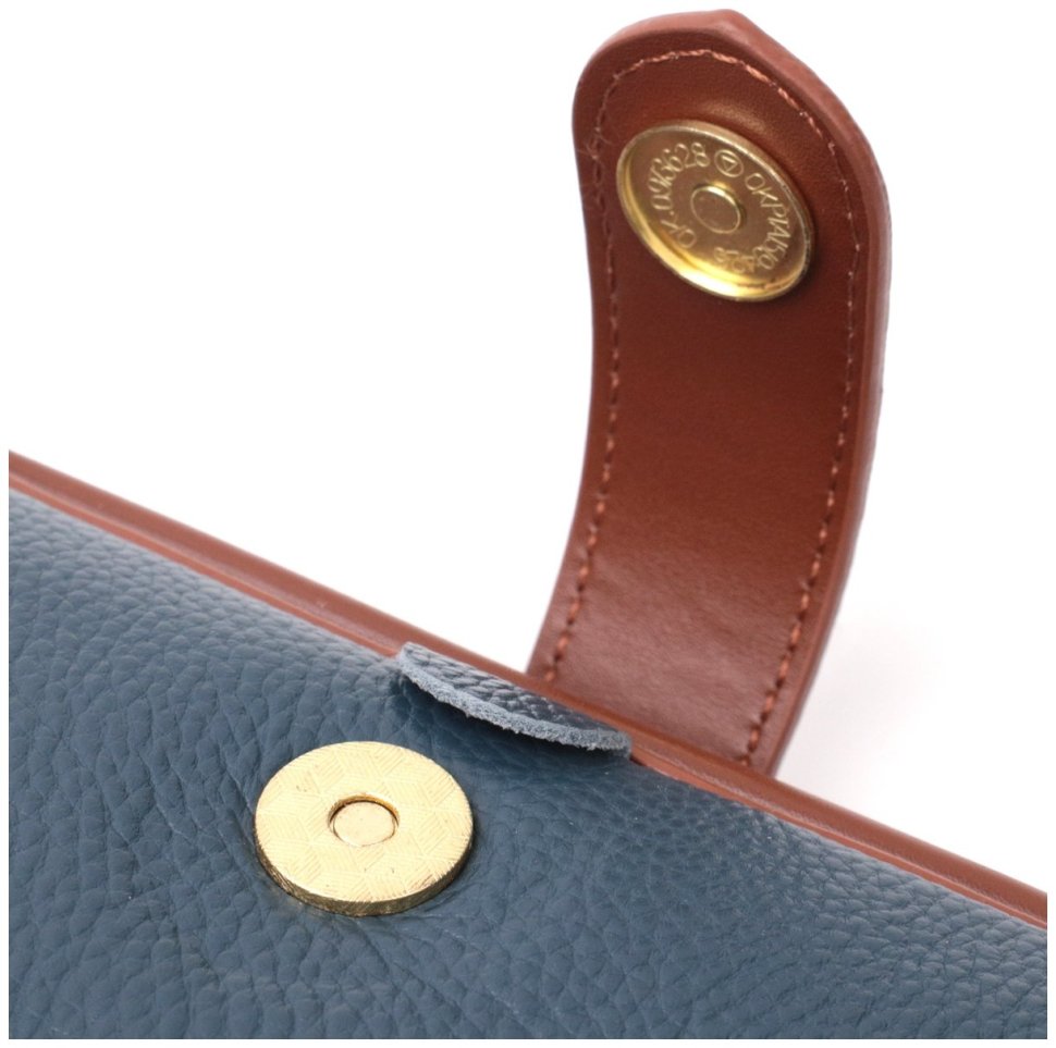 Синяя женская сумка-клатч горизонтальногого типа из натуральной кожи Vintage 2422428