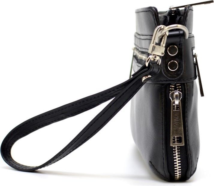 Мужской кожаный клатч-барсетка черного цвета на молнии TARWA (21724)
