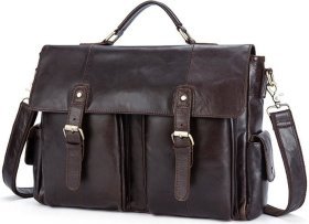 Функциональный мужской портфель под ноутбук коричневого цвета VINTAGE STYLE (14749)