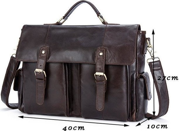 Функциональный мужской портфель под ноутбук коричневого цвета VINTAGE STYLE (14749)