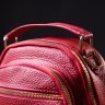 Красная женская сумка маленького размера из качественной натуральной кожи Vintage (20689) - 9