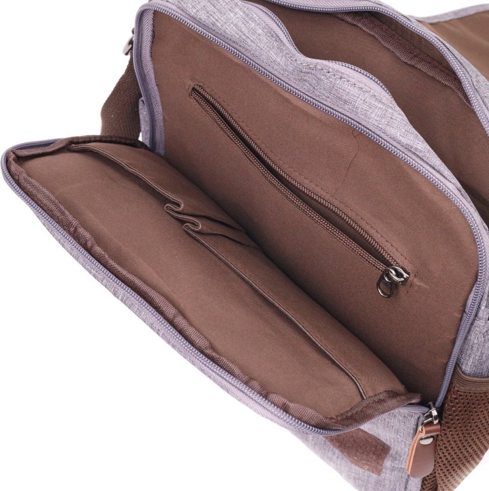 Серая мужская сумка-барсетка из текстиля Vintage (2421263)