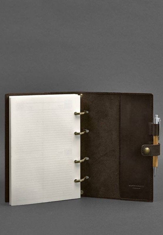 Кожаный блокнот с датированным блоком (Софт-бук) в темно-коричневом цвете - BlankNote (42665)