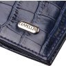 Мужской синий вертикальный бумажник из натуральной кожи с тиснением под крокодила CANPELLINI (2421901) - 3