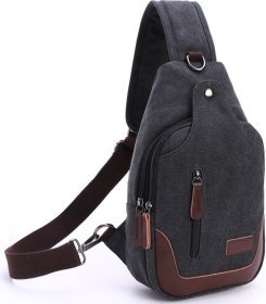 Чорна текстильна сумка-рюкзак через плече Vintage (20077)