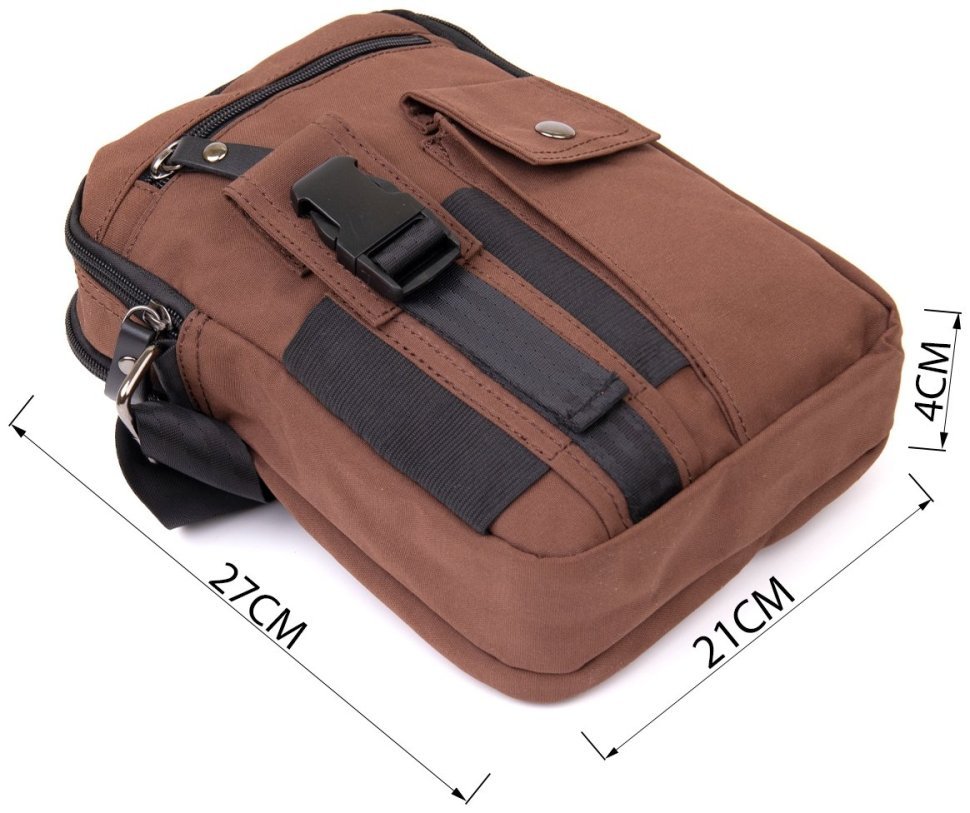 Коричневая текстильная мужская сумка на два отделения Vintage (20661) 