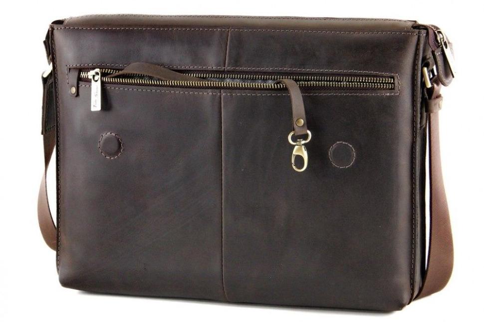 Вместительная мужская сумка коричневого цвета из винтажной кожи Tom Stone (12180)