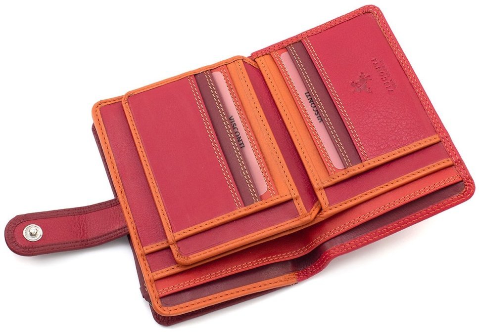 Красно-бордовый кожаный женский кошелек среднего размера с RFID - Visconti Fiji 68765