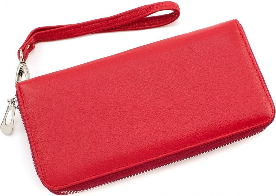 Большой женский красный кошелек из натуральной кожи с крупной фактурой ST Leather (15320)
