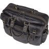 Многофункциональная кожаная сумка черного цвета с карманами VINTAGE STYLE (14204) - 5