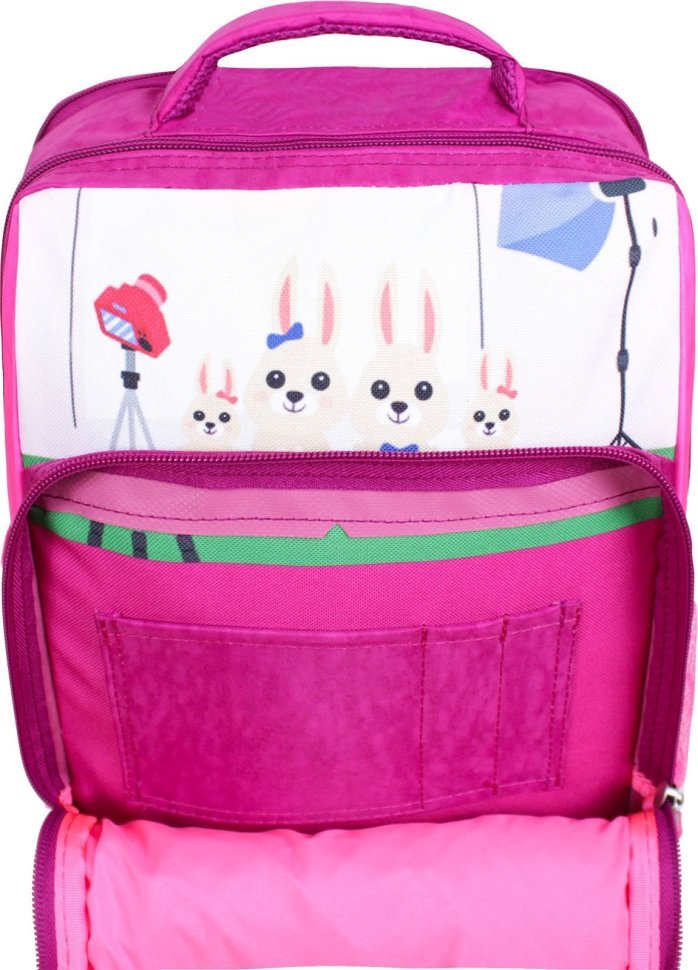 Розовый школьный рюкзак для девочки из текстиля с принтом Bagland 53266
