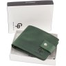 Компактное портмоне темно-зеленого цвета из кожи итальянского производства Grande Pelle (13317) - 6